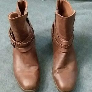 BareTraps Tan Ankle Booties with Braided Strap